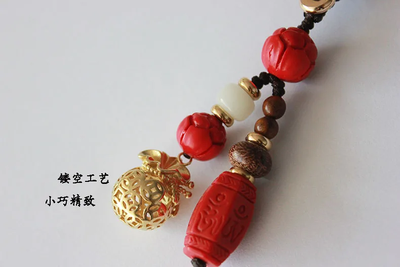 Car key chain high-grade hand-woven money bag lucky pure copper bell pendant cinnabar six-word mantra | Автомобили и мотоциклы