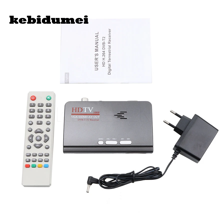 Цифрового HDMI-совместимый DVB-T/T2 ТВ коробка VGA AV CVBS тюнер приемник дистанционного