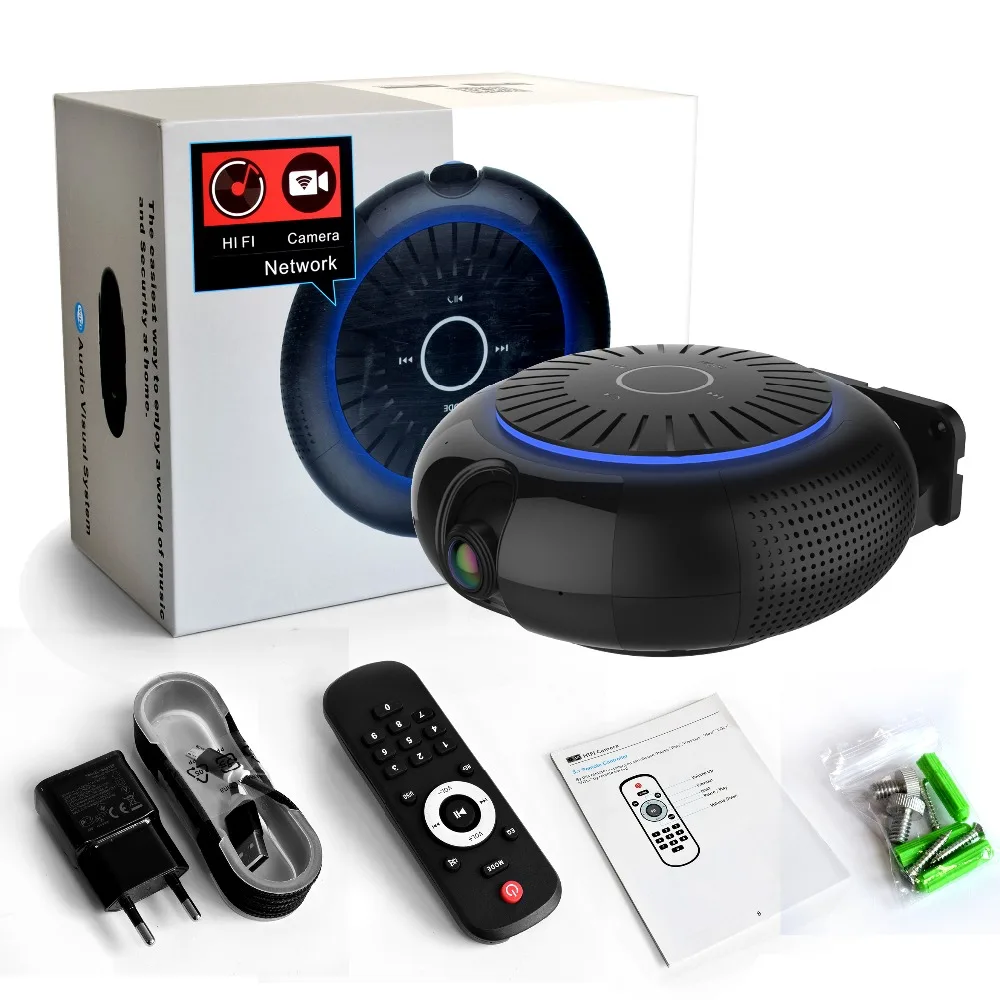 Черный Bluetooth динамик камера 1080P HD Обнаружение движения с розничной коробкой |