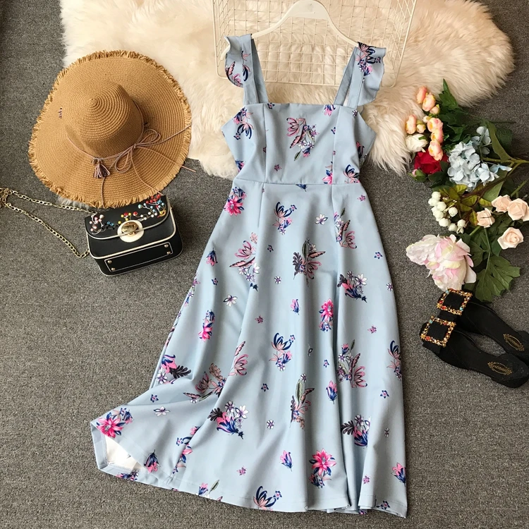 Новое летнее женское модное милое платье трапециевидной формы с цветочным
