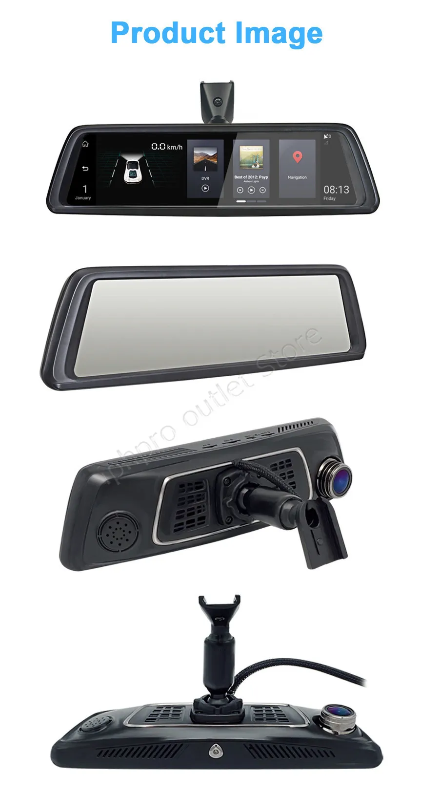 V9 1" Full Touch ips 4G Android зеркало gps FHD 1080P двойной объектив Автомобильный видеорегистратор Автомобильное зеркало заднего вида камера ADAS BT wifi