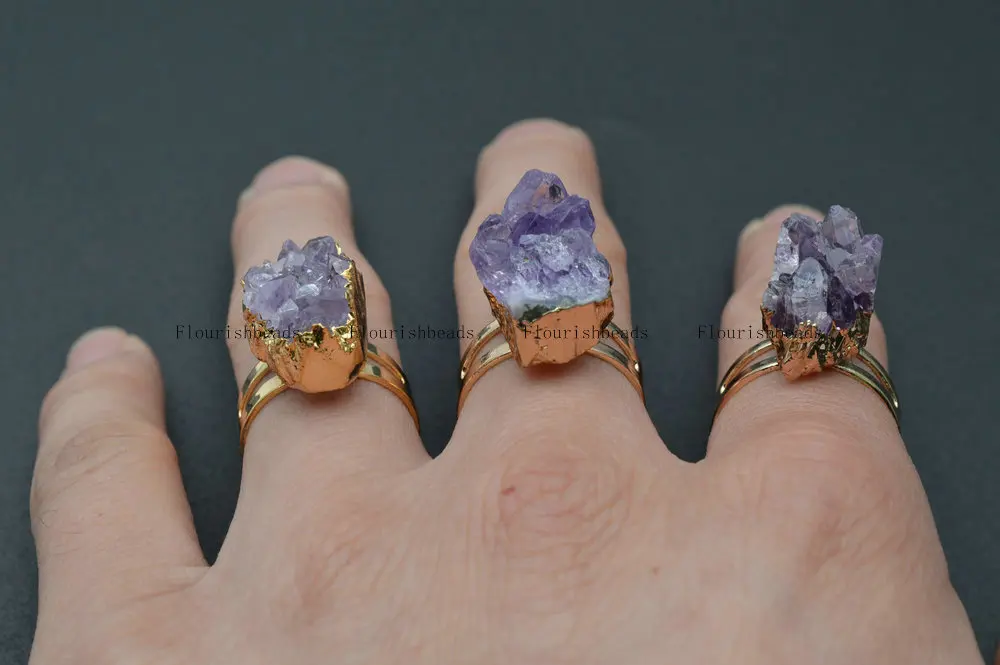 Кольца из натурального камня с аметистом регулируемый размер | Украшения и