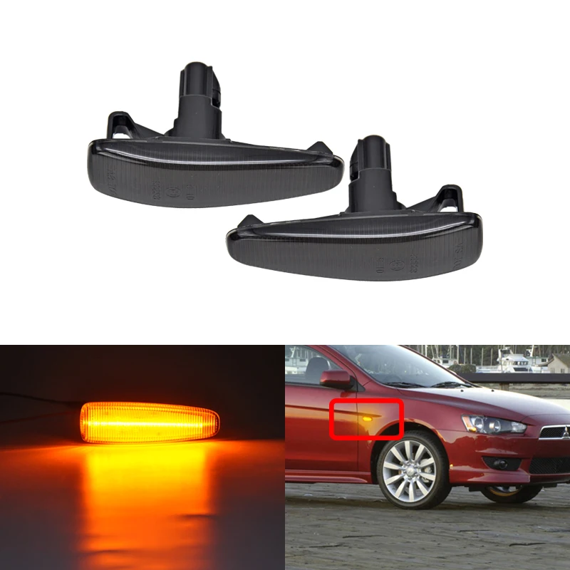 DOT SAE одобренный дымовой прозрачный подходит для Mitsubishi Lancer 2008- переднее крыло Янтарный светодиодный боковой маркер указатели поворота лампа