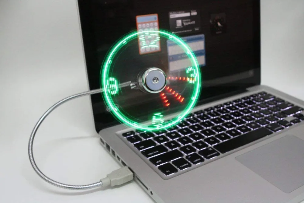 

Flexible Mini USB Powered LED Cooling Flashing Real Time Display Function Clock Fan for Home Desktop Travel and Outdoor