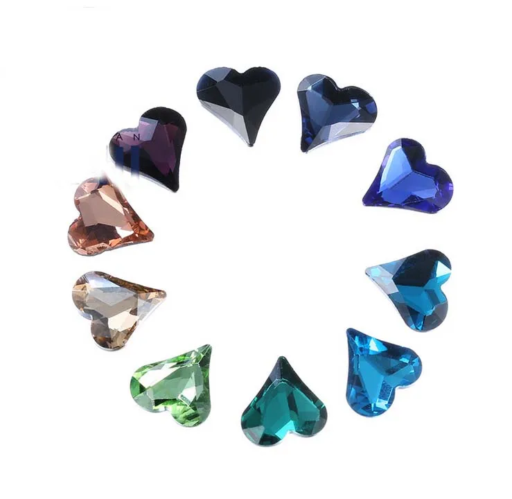

Whole Sales 150pcs Mixed Colors Pointed Heart Fancy Glass Stones 12x13mm