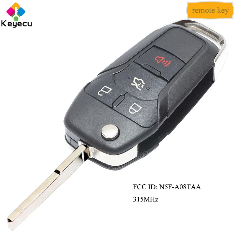 KEYECU ключ без ключа с дистанционным управлением 4 кнопками и 315MHz HU101 Blade FOB для Ford