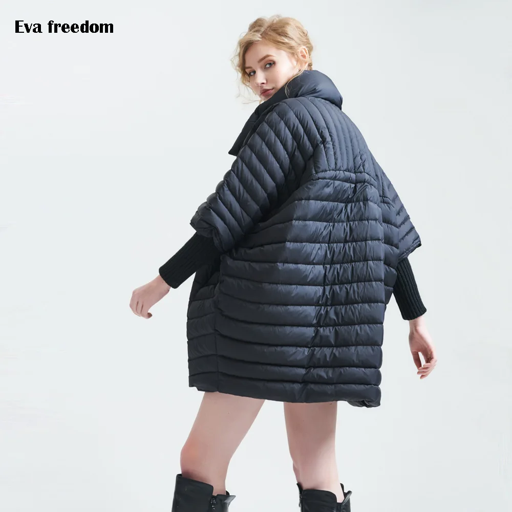 Eva freedom, Зимний стильный женский плащ, пуховик, женский модный светильник, пуховик, свободный, большой размер, пуховики EF3618