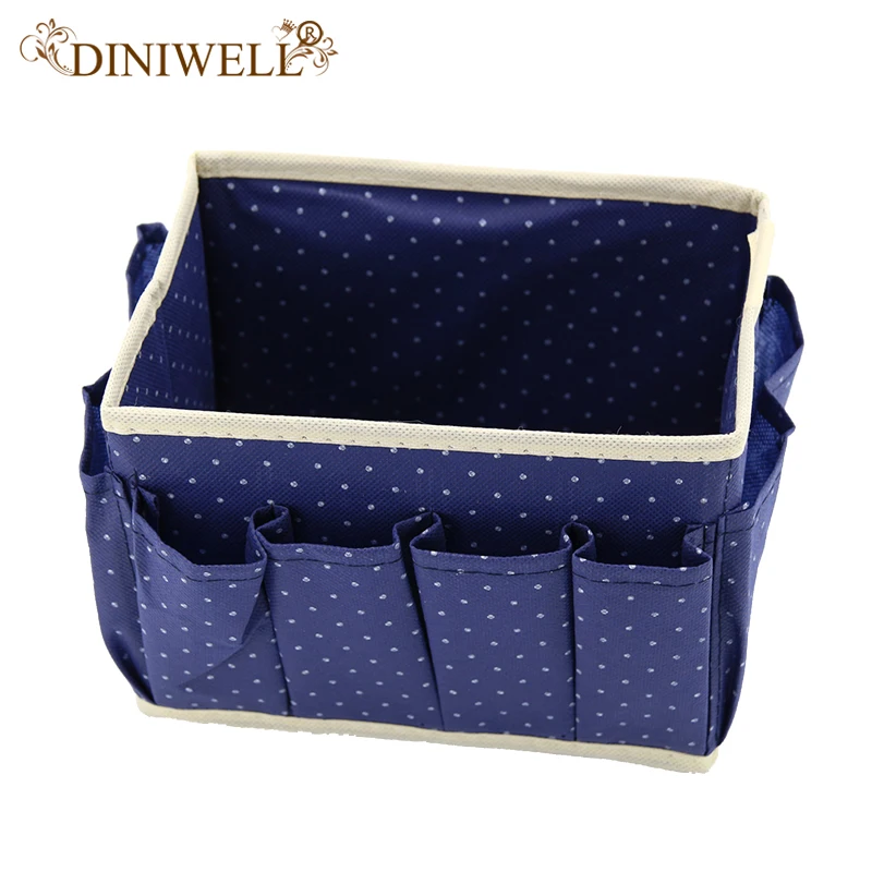 DINIWELL точечный узор нетканый складной домашний косметический ящик для хранения с 8 карманами Домашний Настольный органайзер для косметики