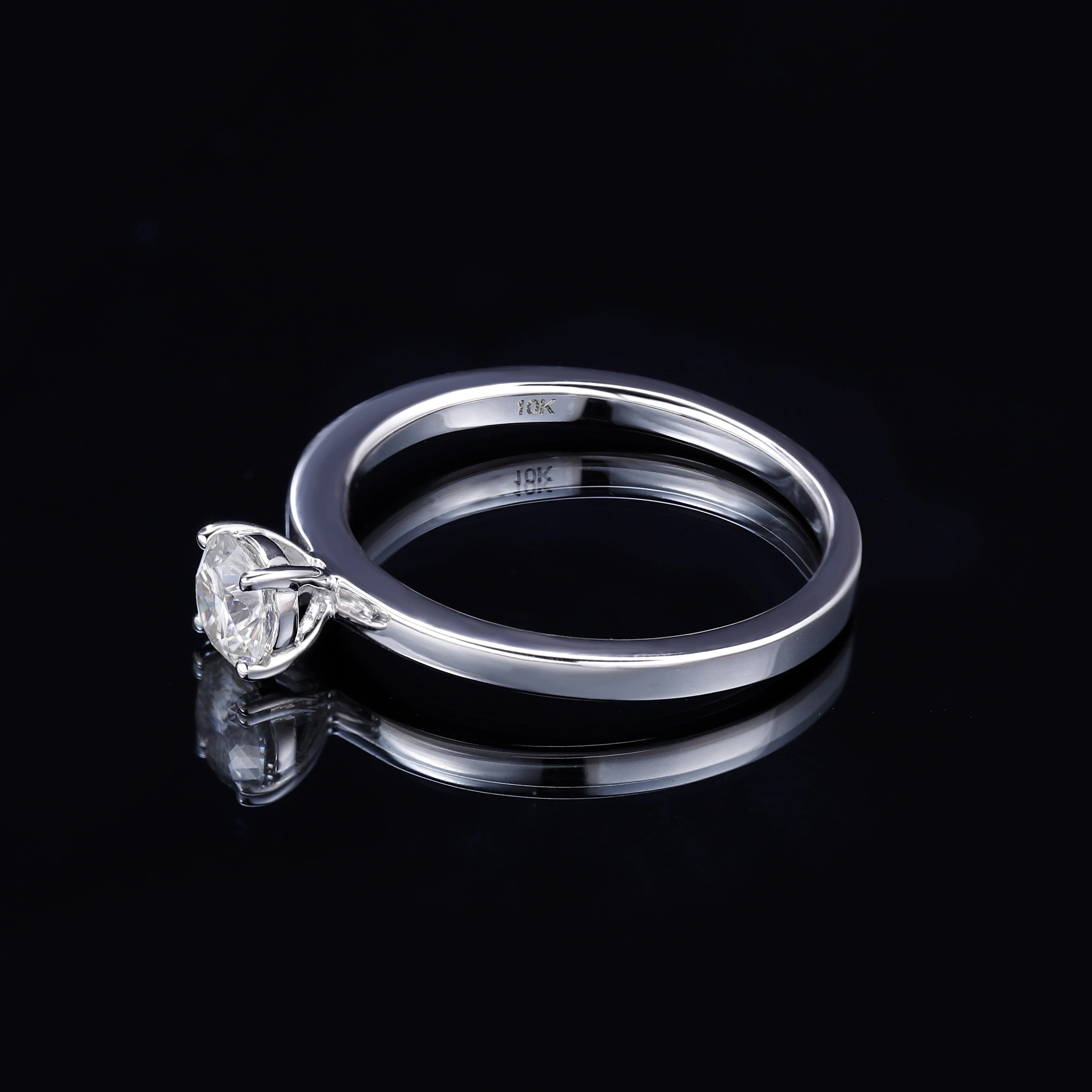 GEM'S балет 10K белое золото Обещание Кольцо D Цвет VVS 5 мм 0.5ct Муассанит солитер