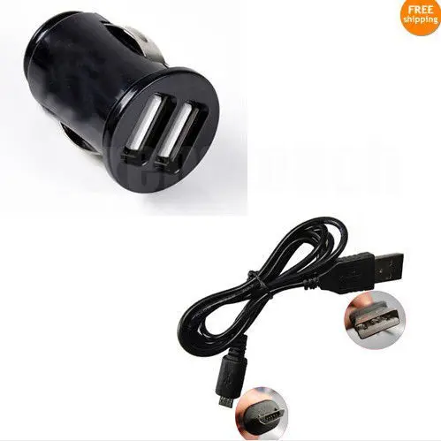 FreeShipping NEW Data Cable+Double USB Car Charger for HTC One X Plus / X+|charger ipod|car sevencar charger |