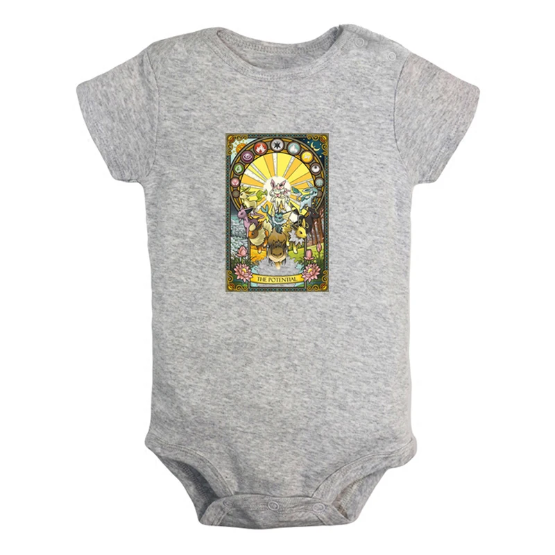 JbBaby982GD Детский комбинезон с покемоном Иви из мультфильма Jolteon Vaporeon для новорожденных мальчиков и девочек, Униформа-комбинезон с принтом - Цвет: JbBaby982GD