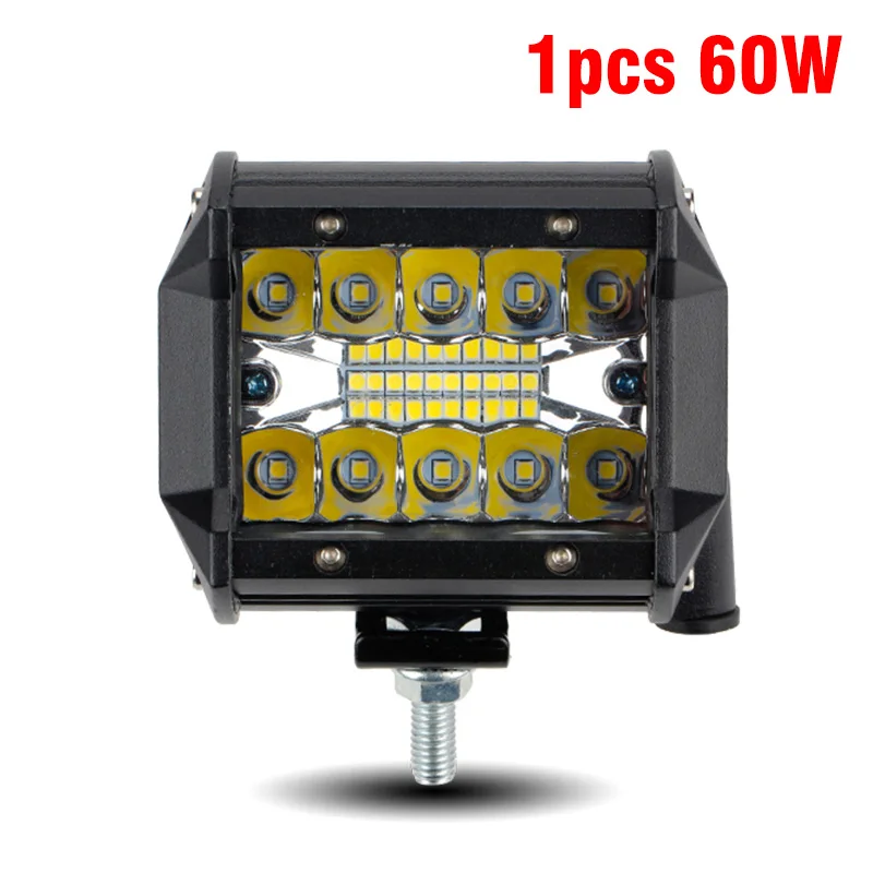 1pcs OKEEN 2 шт. 4 дюйма светодиодный светильник 60 Вт трехрядный рабочий внедорожный светильник s водительский противотуманный водонепроницаемый точечный прожектор комбинированный луч для грузовика Jeep - Цвет: 1pcs