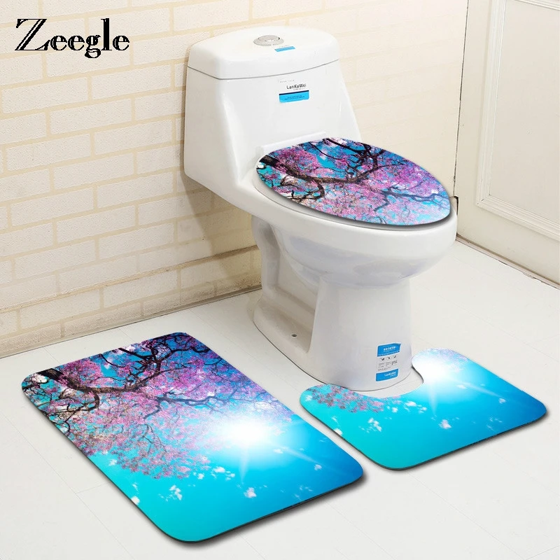 Коврик для ванной Zeegle Seasons с узором нескользящий коврик комнаты в туалете 3