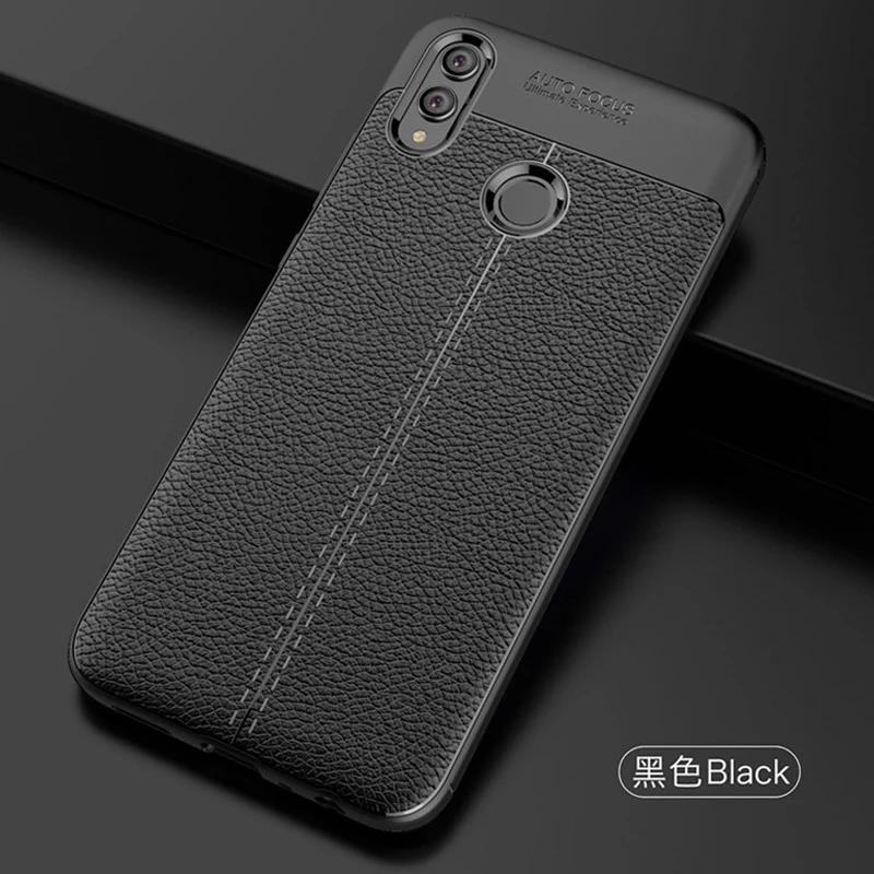 black YUETUO кожаный узор мягкий ТПУ чехол на заднюю панель телефона, coque, чехол, чехол для huawei honor 8x8 x силиконовые аксессуары протектор - Цвет: black