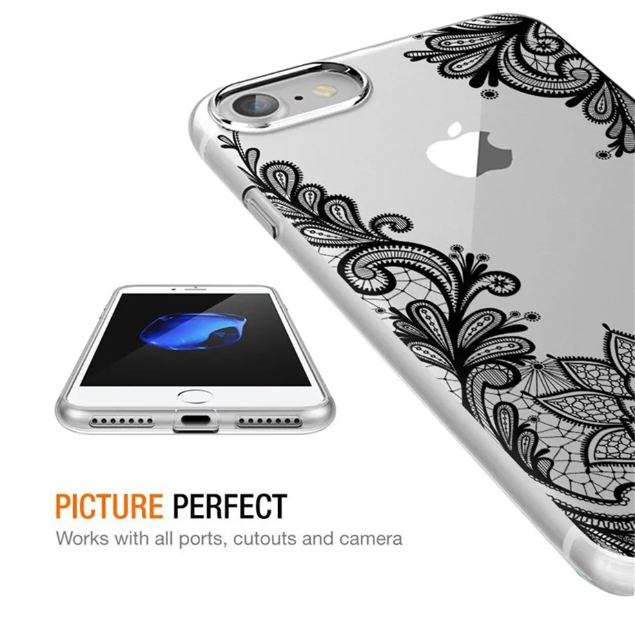 Роскошный силиконовый чехол для телефона для iPhone 8, 7, 6, 6s Plus, 5S чехол s, 3D кружевной цветок, мягкий ТПУ чехол для iPhone X XS, чехол для MAX XR
