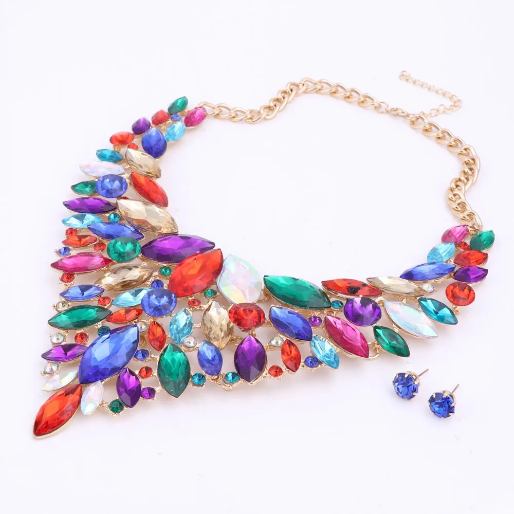 Дубай женские романтические серьги-капли с кристаллами и ожерелье подвеской