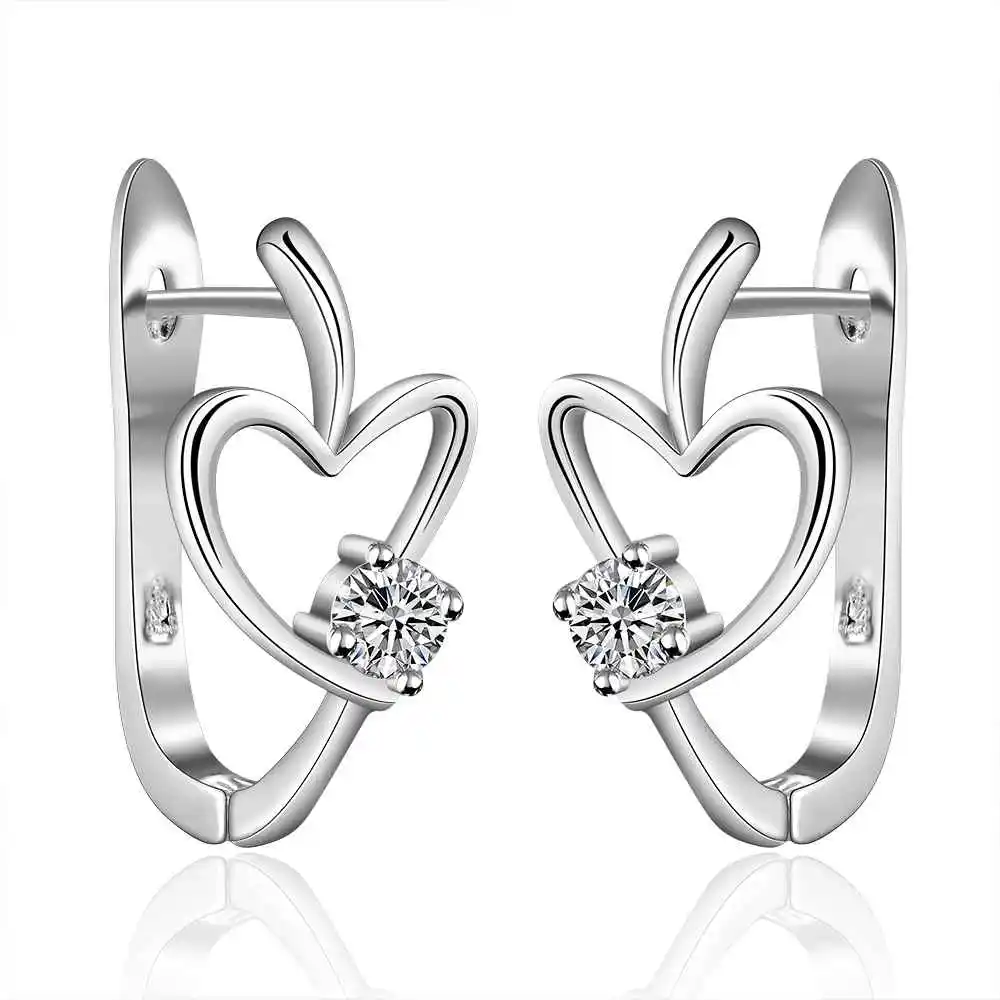 Simple Fashion Style Silver plated heart U stud Earrings Jewellery mens 2014 Wholesale&hot sell SMTE603|fashion earrings|stud earringsstud earrings