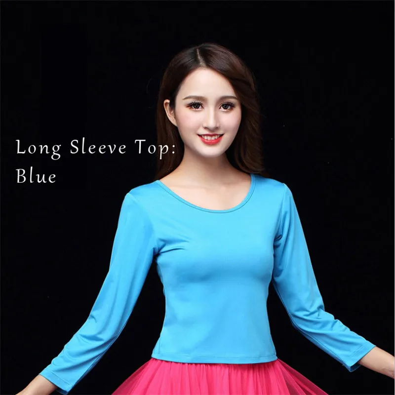 Long Sleeve Blue 2 шт., 15% скидка, индийское сари, платье для танца живота, тибетское, для социальных танцев, катак, бхаратанат, размера плюс, 6XL - Цвет: Long Sleeve Blue