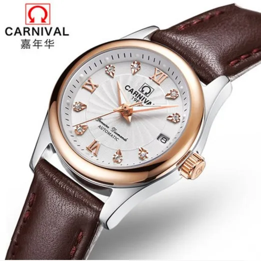 Rose Coffee SF8830 Карнавальные женские часы Топ люксовый бренд женские Автоматические механические часы женские сапфировые водонепроницаемые relogio feminino reloj mujer - Цвет: Rose Coffee SF8830