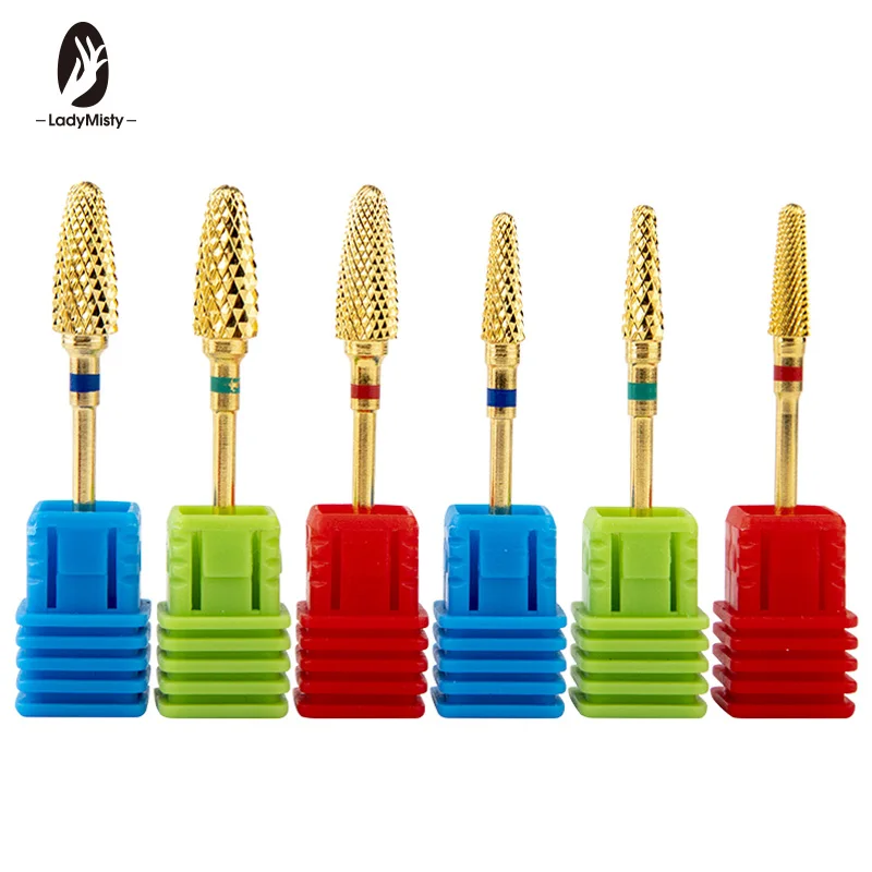 Ladymisty 1 шт. золотые карбидные фрезы для маникюрного салона электрическая машинка