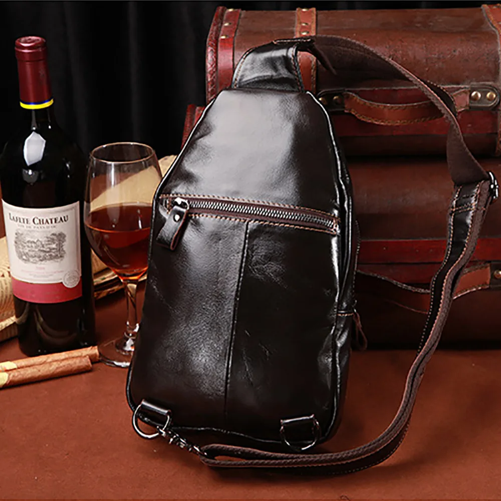 Мужская сумка мессенджер из натуральной кожи нагрудный ремень рюкзак с