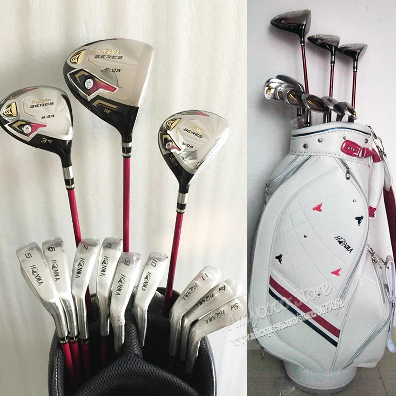 comprar Novas Mulheres Clubes De Golfe Honma S-03 3 Estrela 3wood + Ferros Clubes Conjunto Completo De Golfe Drive + Clubes De Golfe Grafite Eixo E Bolsa Frete Grátis