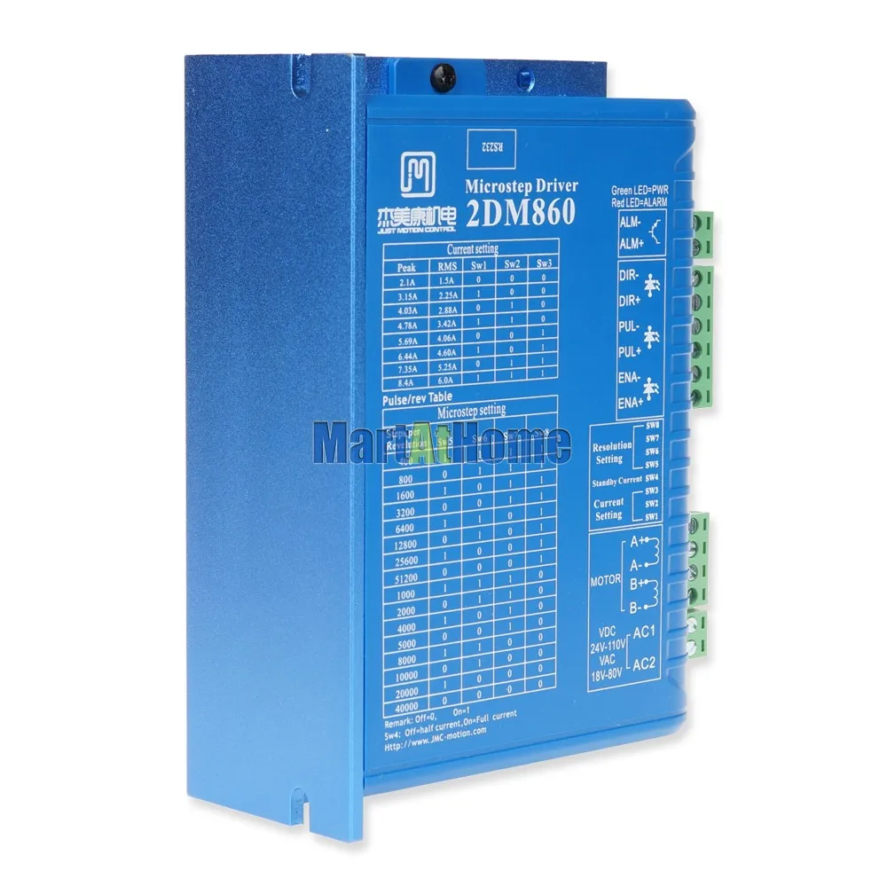CNC 2-фазный цифровой шаговый Драйвер 2DM860 24 ~ 80V AC 30 110V DC 7.5A 200KHz микро шаги 51200