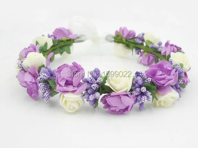Фиолетовая бумажная пена роза цветок девочка корона для маленьких девочек Дети