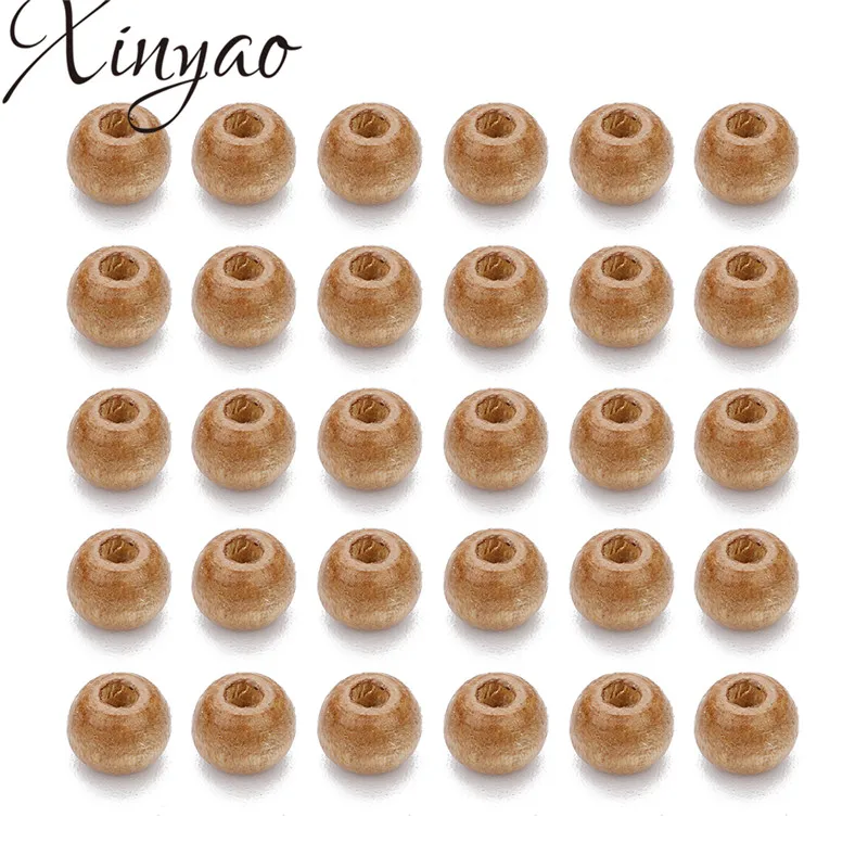 XINYAO 300pc 8.5X7mm Natural Wooden Beads Wood Color Loose Big Hole Spacer for DIY Bracelets Jewelrys Findings | Украшения и