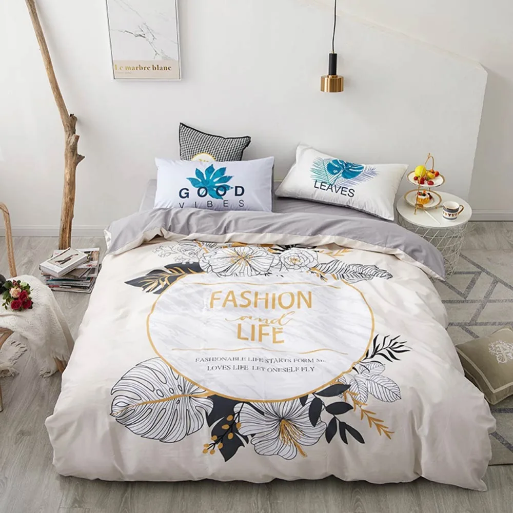 Постельное белье из хлопка в скандинавском стиле бежевого цвета постельное 4