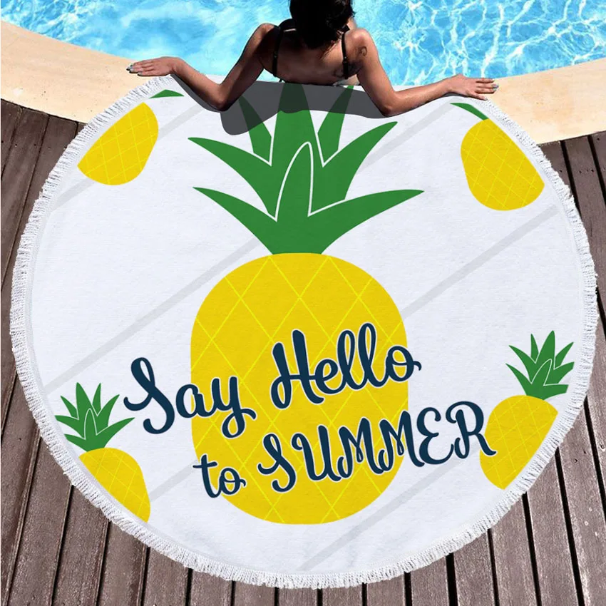 Круглые пляжные полотенца с фруктами 150 см летние для ванны коврик йоги настенный