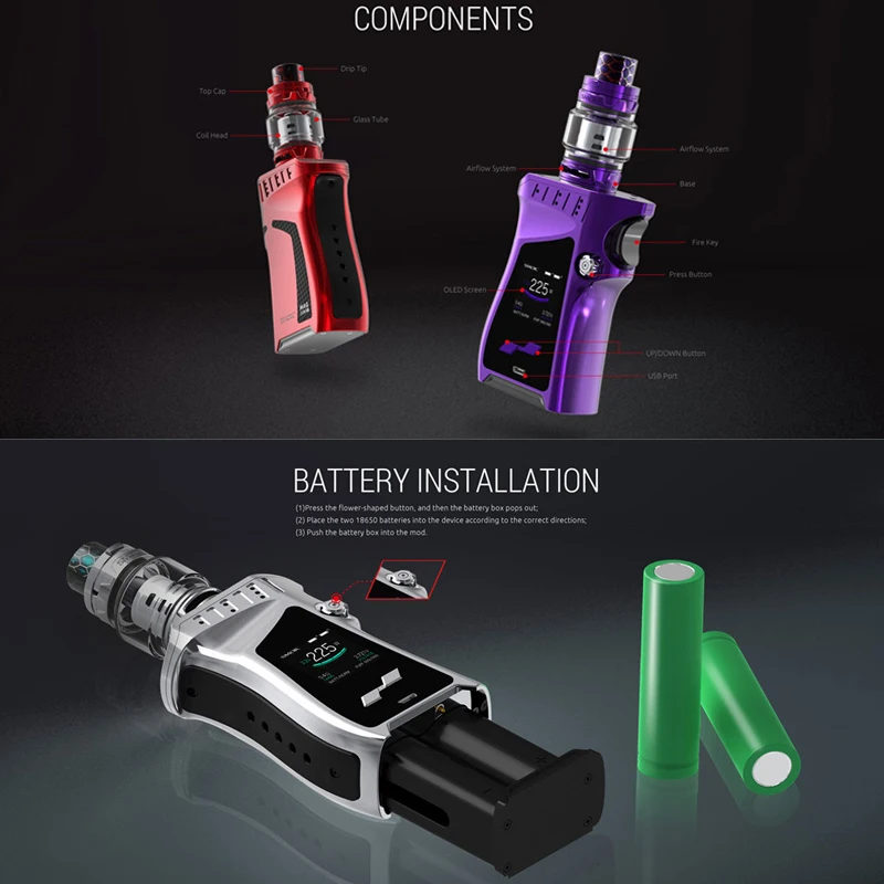 Электронная сигарета SMOK комплект MAG Smok mag 225 W коробка мод 18650 & TFV12 принц танк