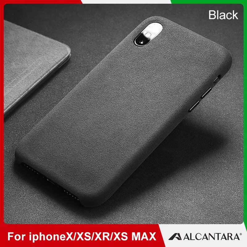 SanCore для iPhone X Xr XS Max чехол для телефона кожаный Алькантара модный бизнес анти-падение кожа роскошный Премиум сотовый телефон анти-износ - Цвет: Black
