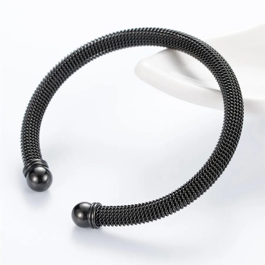 

New Stainless Steel Elastic Stretchable Mesh Cuff Bracelet Open Bangles Pulseira Feminina For Women Bijoux Fashion Jewelry Gifts
