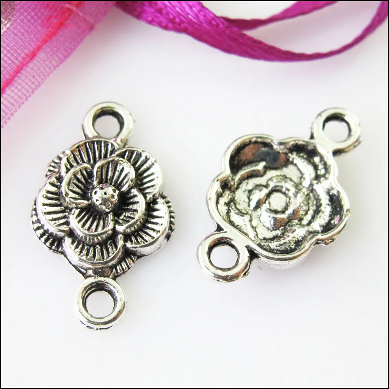 Новый 30 шт. Тибетский серебристый цвет цветок амулеты подвески разъемы 12x20mm |