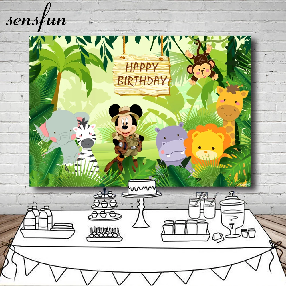 Sensfun сафари джунгли вечерние фотографии фон Микки мультфильм Животные тропические фоны фотостудия 7x5FT винил полиэстер