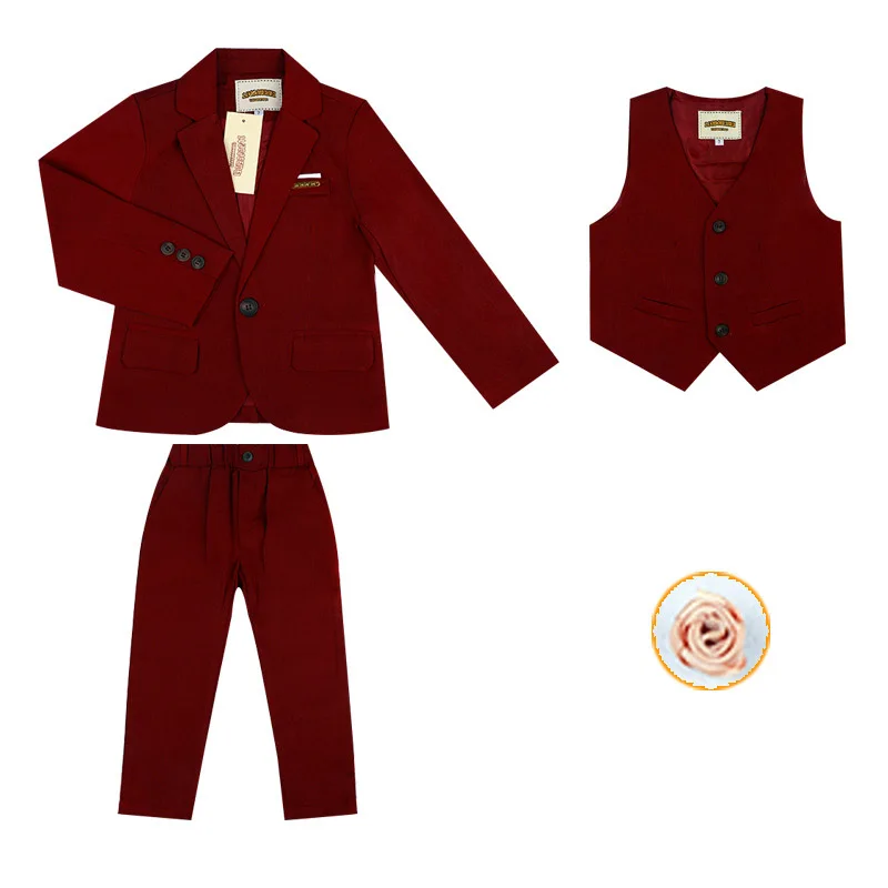 Детский вечерний костюм смокинг для мальчиков свадебный с цветочным принтом