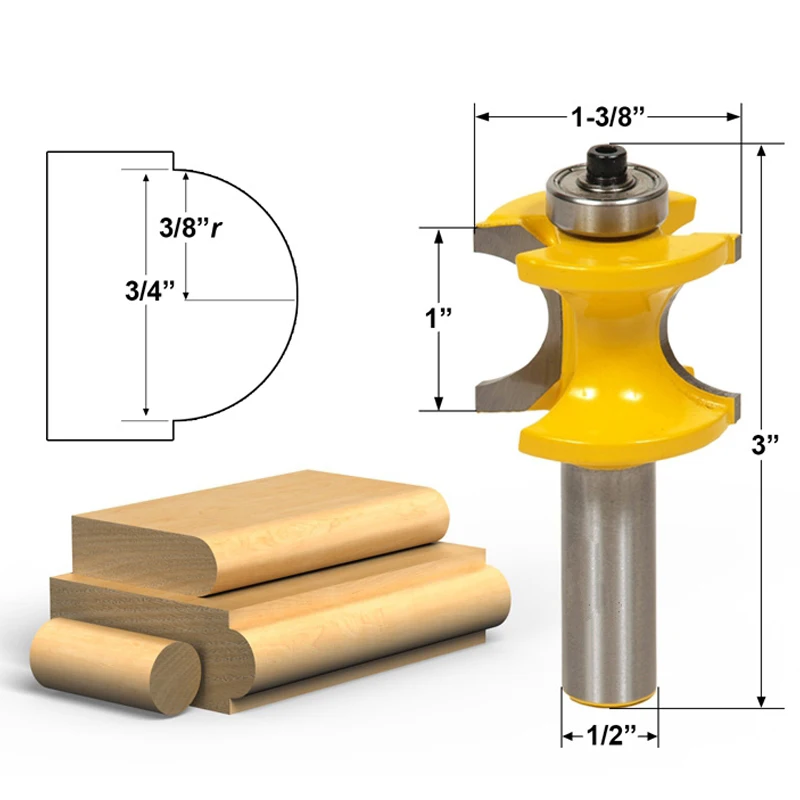 

1pcs Bullnose Router Bit 3/8"r - 3/4" Bead - 1/2" Shank