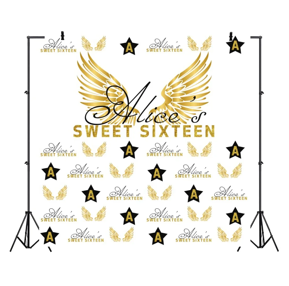Laeacco Sweet Sixteen лет День рождения ангельские крылья звезда вечерние Post