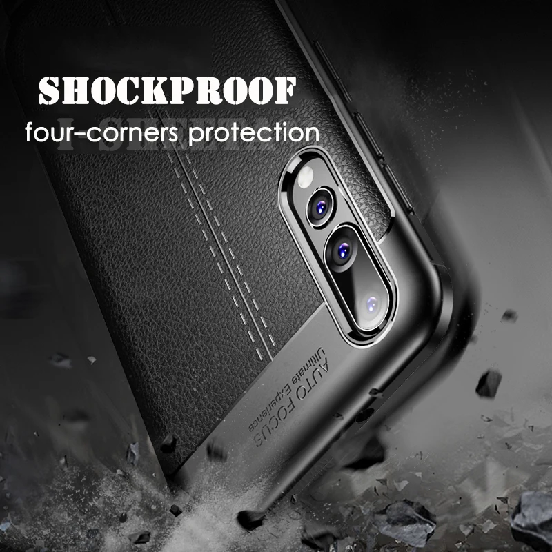 Гибридный чехол для Huawei P20 P30 Pro 3D Litchi Rind из матовой кожи Ультратонкий силиконовый