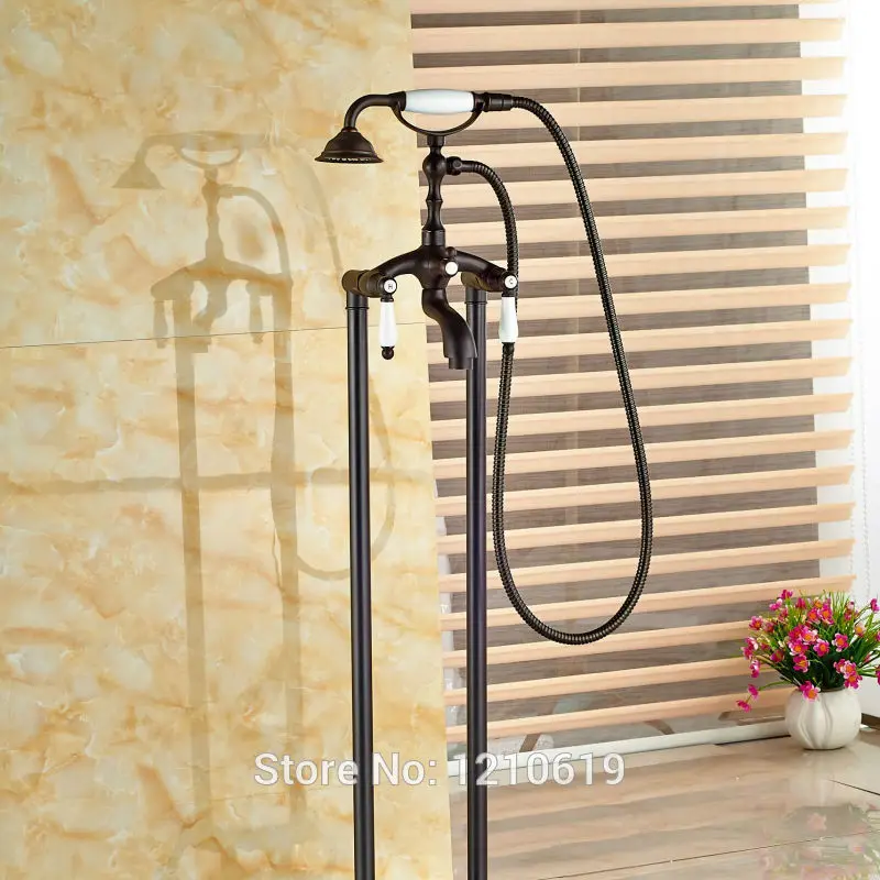 Newly Telephone Style Bathtub Mixer Faucet w/ Hand Sprayer Oil Rubbed Bronze Shower Tub Dual Handles | Обустройство дома