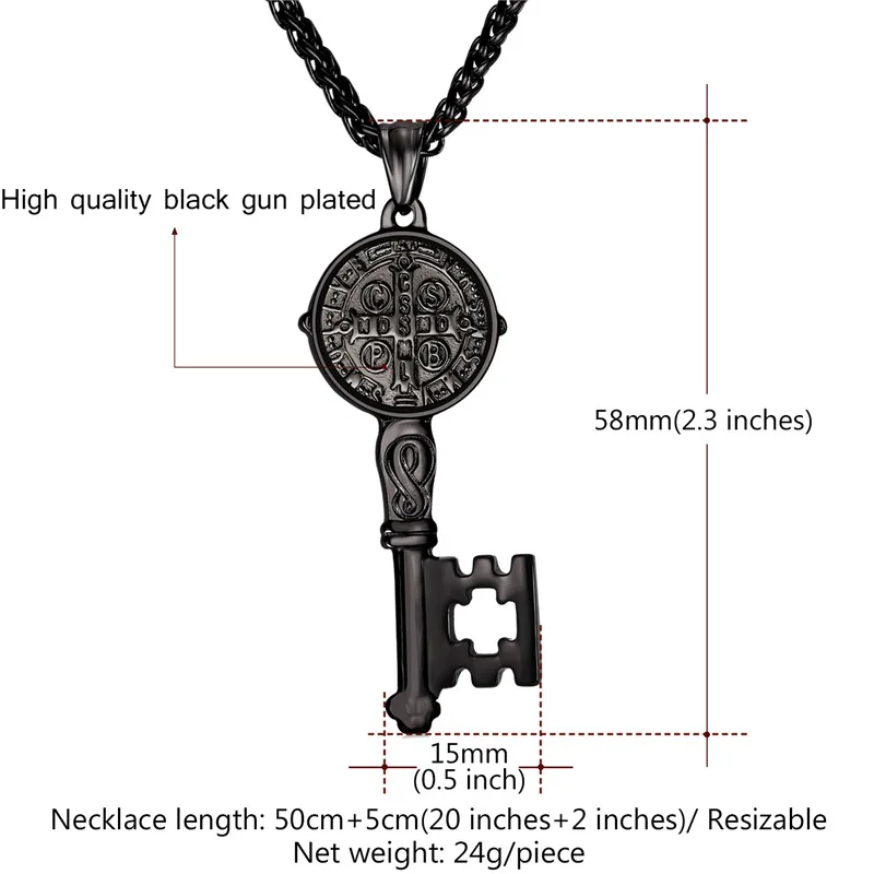 Цепочка с подвеской в виде ключа-медали Святого Бенедикта ювелирные изделия для