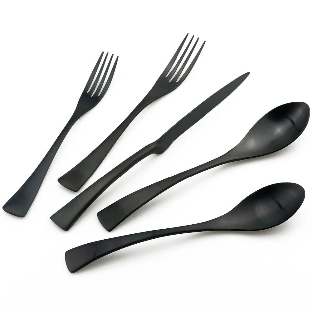 

JANKNG 6 Pcs/Lot 18/10 Stainless Steel Dinner Fork Flatware Set Matte Black Dinner Salad Dessert Fruit Fork Cutlery Set