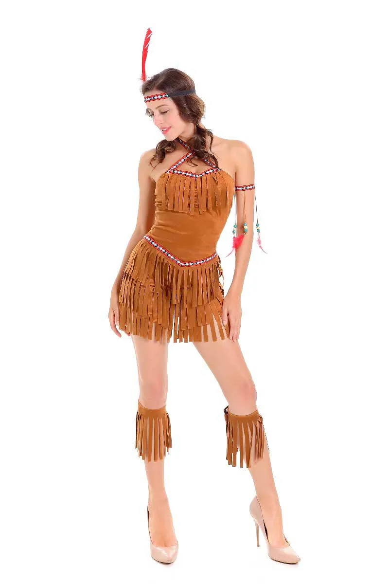 Пикантные женские Индийский Родной костюм для взрослых на Хэллоуин Хэллоуина