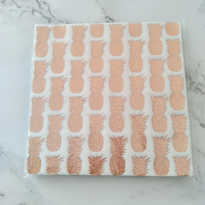 Pineapple Napkins 100 шт, бумажные пакеты розового золота, 5x7,5 дюймов, воздушные шары для салфеток, полосатые шары, звездные точки, Подарочный пакет для конфет, Свадебные товары для детской вечеринки - Цвет: Pineapple Napkins