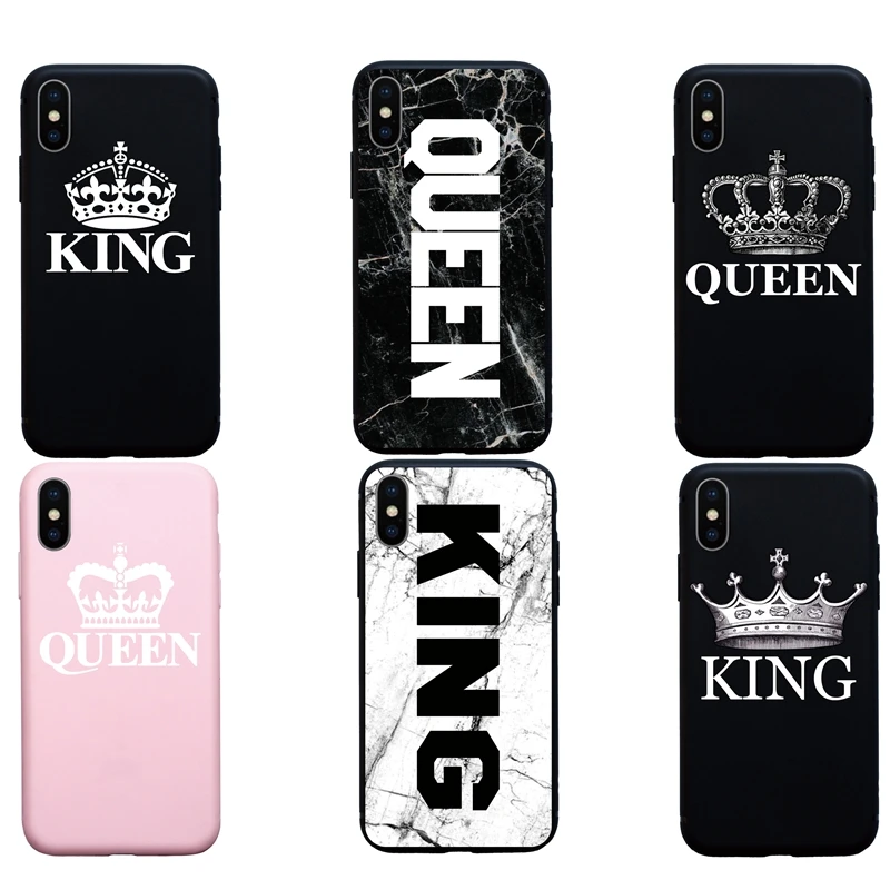 Крутой корона король королева Мягкий ТПУ чехол для iPhone 7 8 Plus 6 6S 5 SE X XS Max XR задняя