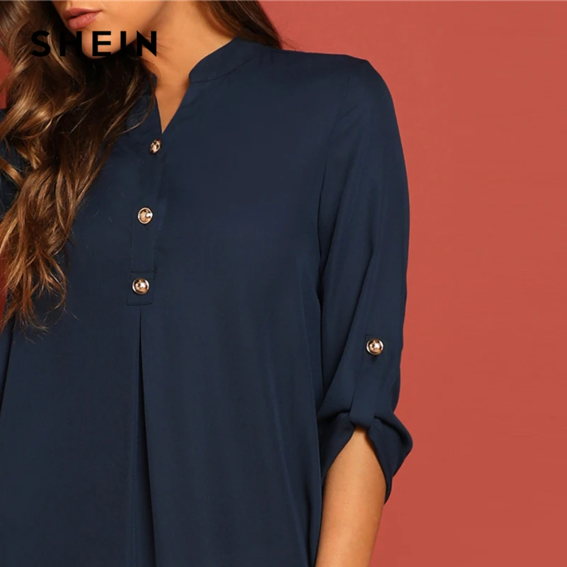 SHEIN Длинное Платье На Пуговицах С Оригинальным Рукавом, Элегантное Офисное Макси Платье С Длинным Рукавом