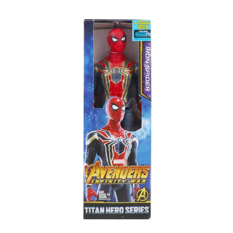 spiderman 1 has box 30 см Marvel Мстители 4 конечная игра игрушка танос Халк человек паук Железный человек Тор Росомаха Черная пантера Веном фигурка ребенка - Цвет: spiderman 1 has box