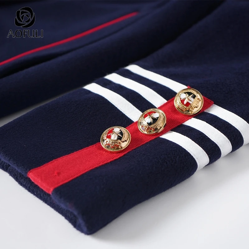 M/L/XL синее длинное пальто большого размера женское двубортное с отложным
