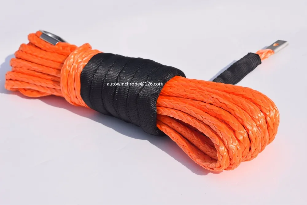 Free Shipping 8mm*15m Orange Synthetic Winch Rope for Electric Winches,Plasma Winch Cable,ATV Winch Line for Vehicle